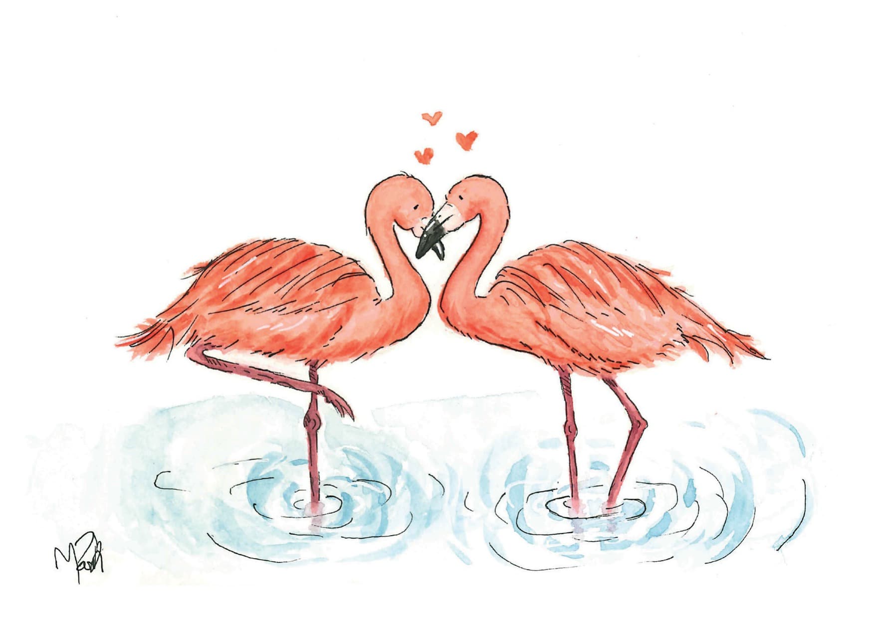 Flamingo — watercolour card