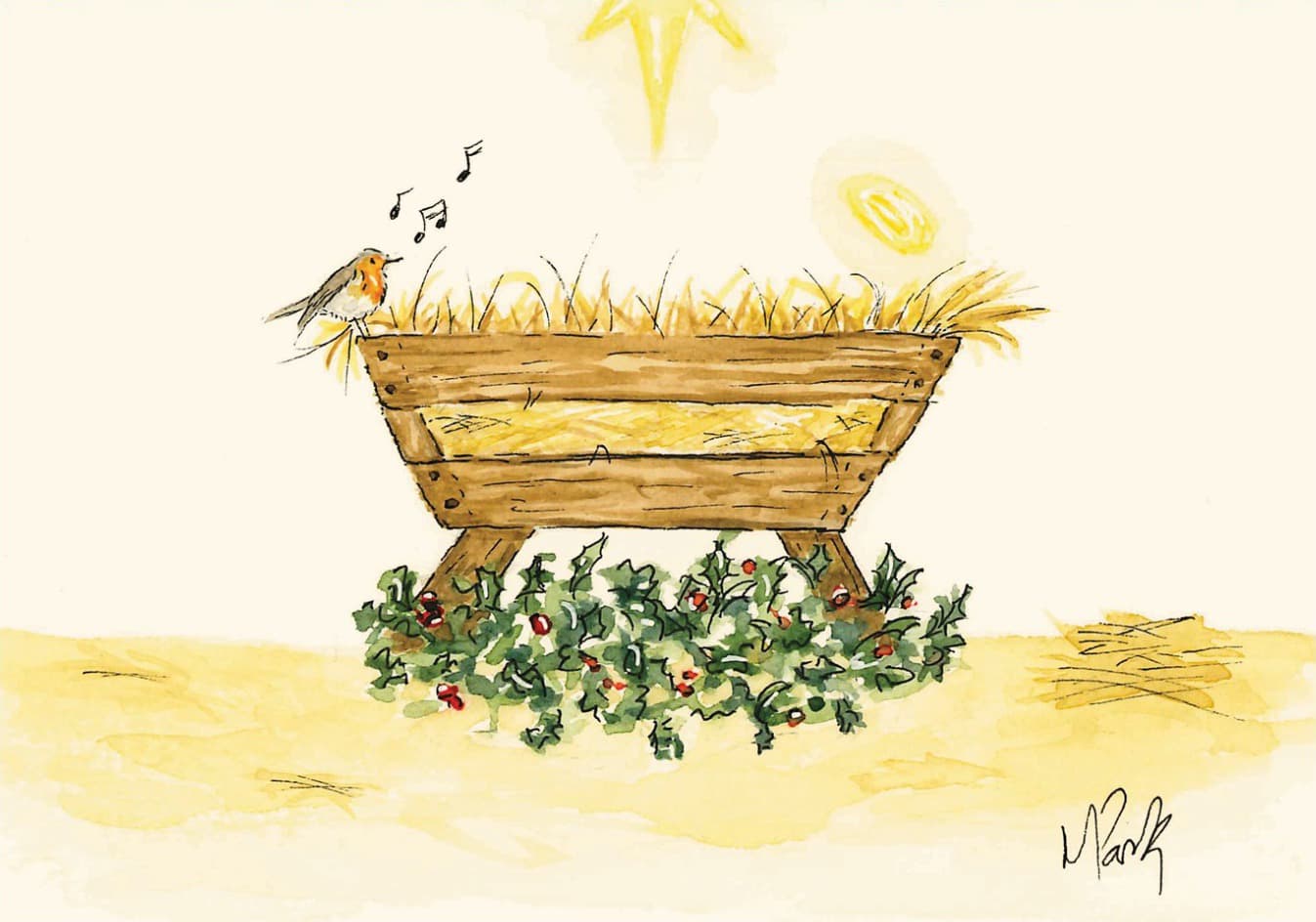 Nativity Scene — watercolour greeting card by Meriel
