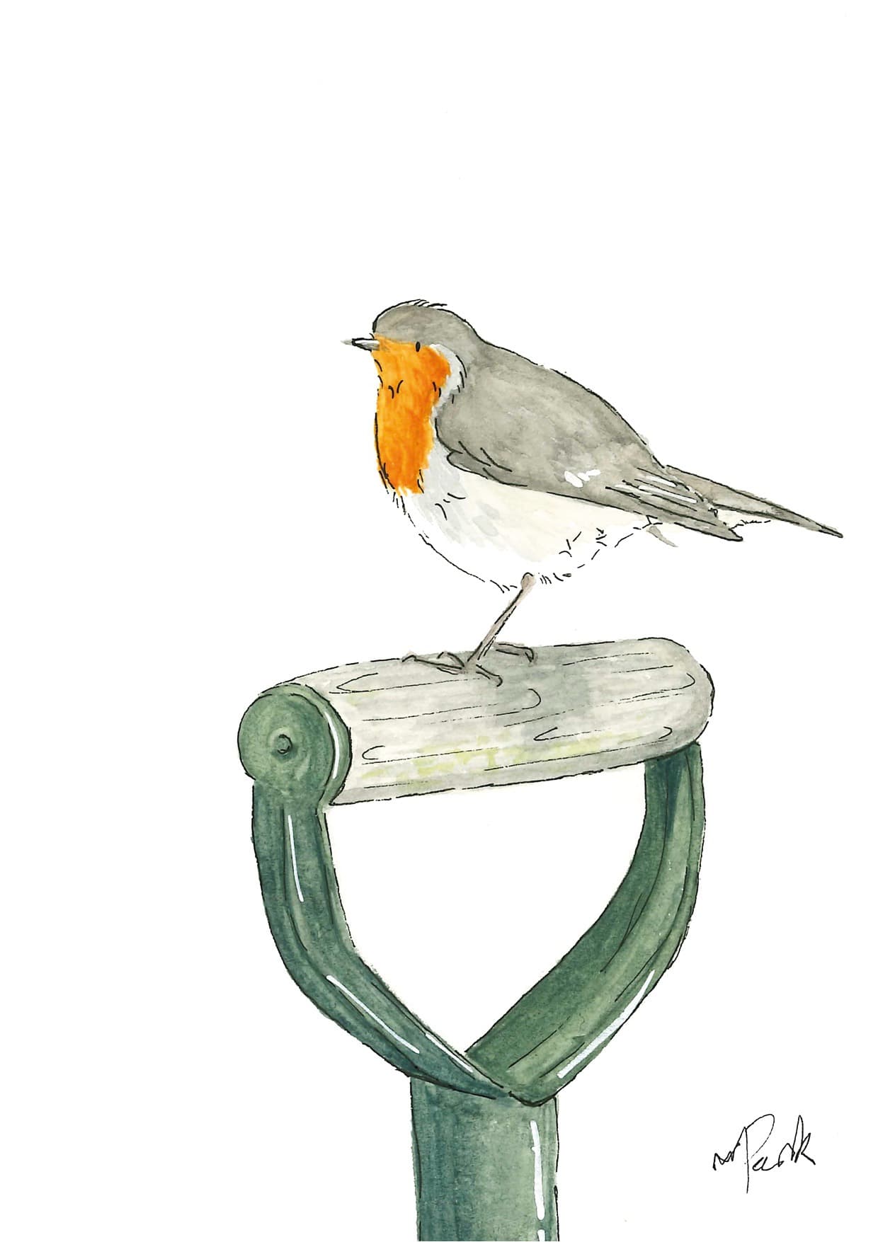 Robin — watercolour greeting card by Meriel